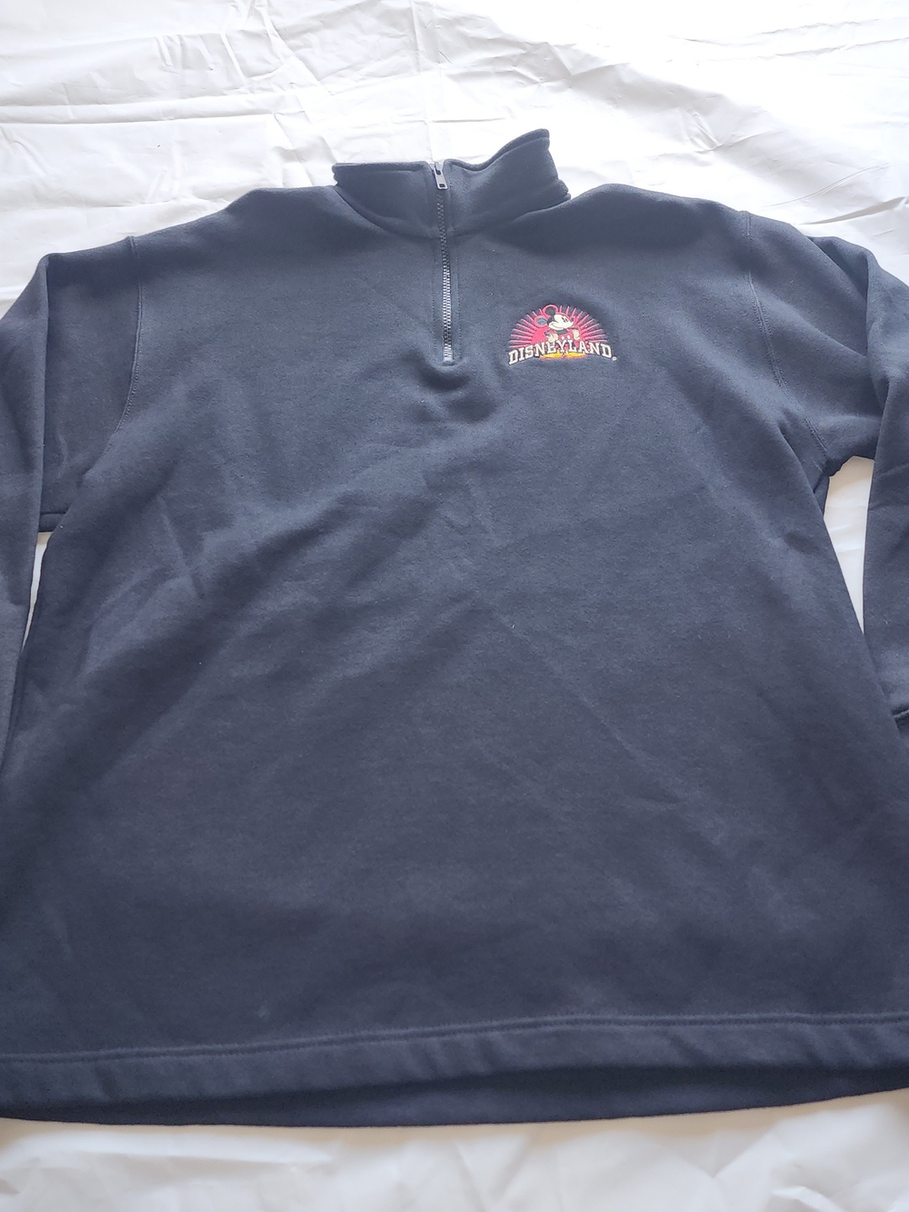 VTG DISNEYLAND RESORT MEN'S 1/4 ZIP FLEECE SWEATER BLACK SIZE LARGE